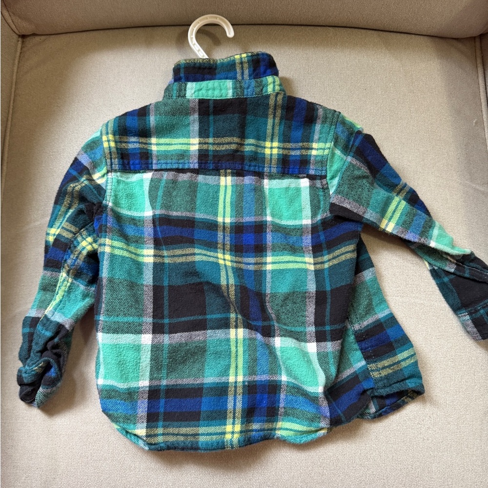 Kids Plaid Shirt - Green and Blue